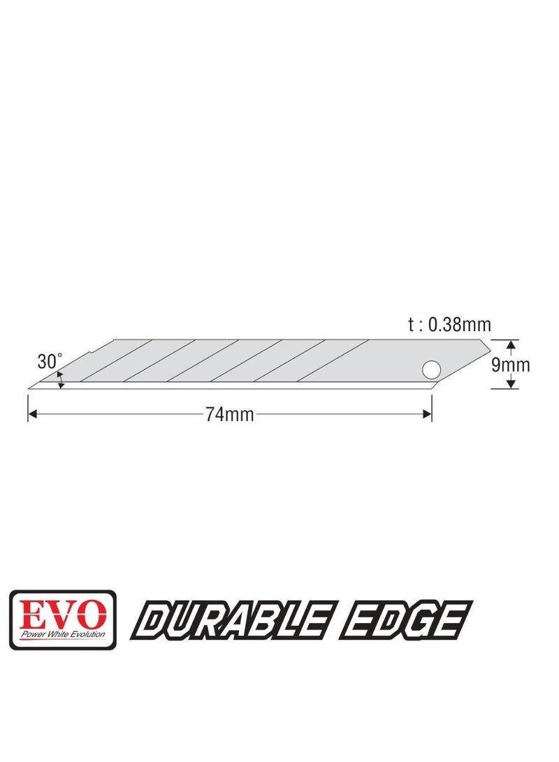 KDS VB-10 EVO Low Angle Snap-Off Knife Blades 9mm – 10 Segments – Pack of 2 (20 Blades Total) – Made in Japan - Image 3