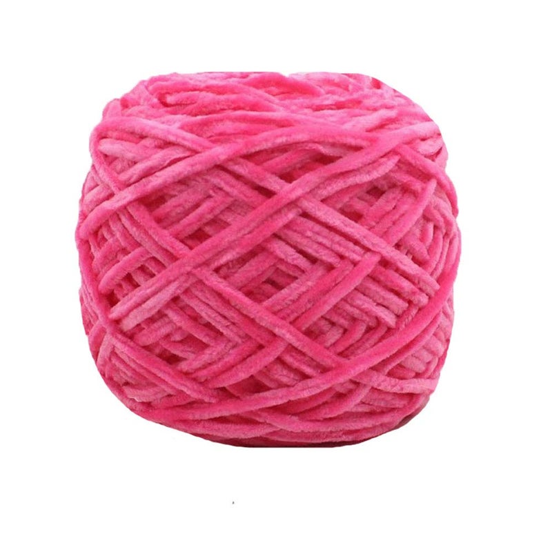Clisil Knitting Hot Pink Chenille Yarn  8oz250g Bulky Luxury Polyester for DIY Crochet Hat Scarf Sweater Shawl