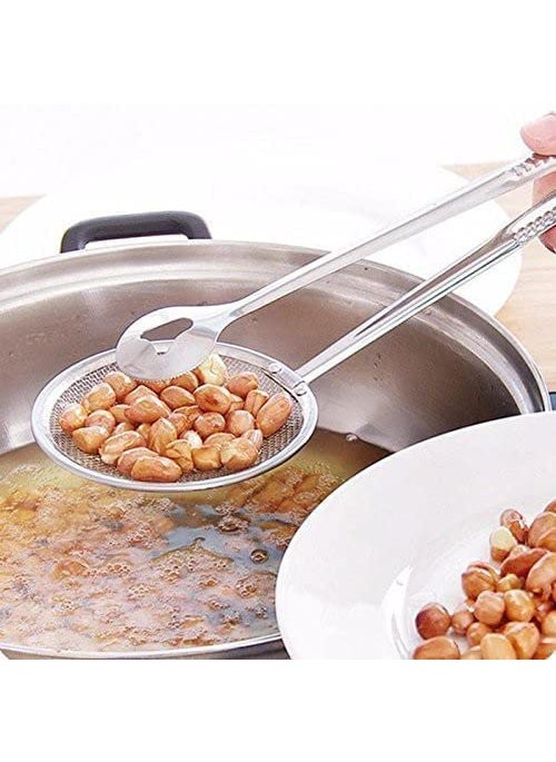 YKXIMS SK Trades 2 in 1 Fry Tool Filter Spoon Strainer with ClipOil Frying BBQ Filter Stainless Steel Mesh Strainer Kitchen Tool Collapsible Strainer Steel Pack of 1  - Image 3