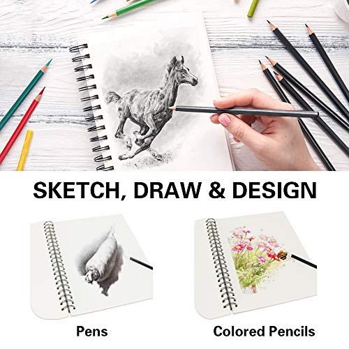 CONDA 9"x12" Sketch Book Set, 2 Pack, 120 Sheets, Spiral Bound Marker Pad, Durable Acid Free Sketchbook Mixed Media for Beginner Kids Adults Artists - Image 4