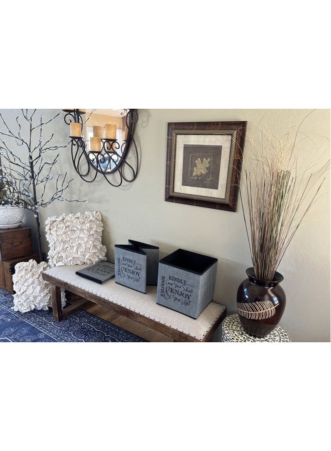 Life Charge Shoe Covers Box - Welcomes Guests to Please Cover Shoes. Indoor Foldable Storage Bin to Fill w/your Favorite Booties. For Homeowner, Real Estate Agent, Realtor Open House Supplies | 1 Grey & Black - Image 4