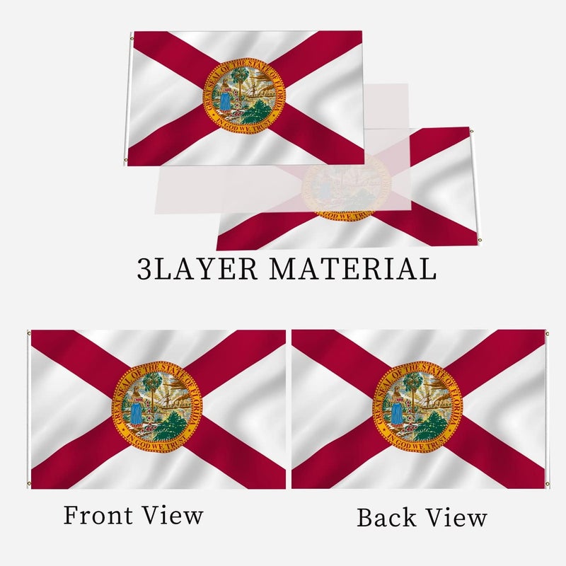 ARSOF Florida State Flag 4x6 Double Sided Outdoor Heavy Duty 3 Ply with Durable Canvas Header and 2 Brass Grommets Vivid Colors FL Flags - Image 3