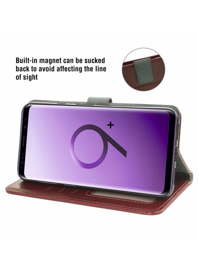 Asuwish Compatible with Samsung Galaxy S9 Plus Wallet Case Tempered Glass Screen Protector Leather Flip Cover Card Holder Stand Cell Accessories Phone Cases for Glaxay S9+ 9S 9+ S 9 9plus S9plus Brown - Image 3