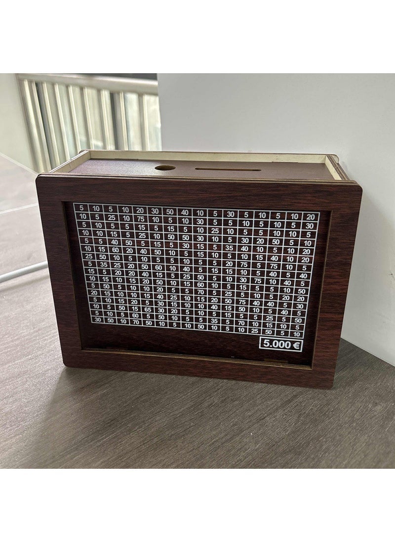 Generic Wooden Money Box with Coin Counter 5000 euros 