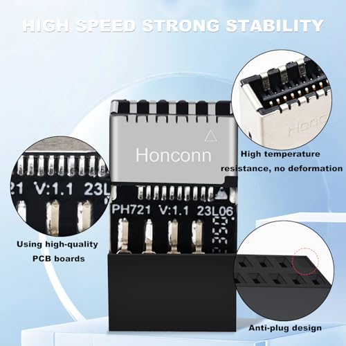 COMeap USB 2.0 to USB 3.2 Gen 1 Header Adapter for Mainboard with Type E Key-A Female Front Panel Socket to 9 Pin Header Internal Conversion Adapter - Image 4
