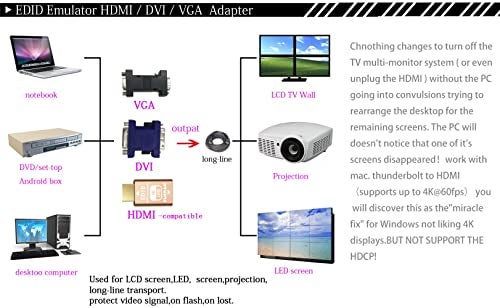 FUERAN HDMI edid Emulator–Through for Video Splitters, Switches, Extenders & AV Receivers – Dummy hdmi Emulator, Stable Signal Output(3840x2160@59Hz(default-1080P)) - Image 3