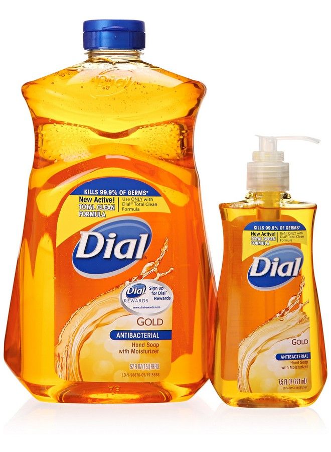Dial Gold Antibacterial Liquid Soap With Moisturizer 7.5 Oz Pump Bottle + 52 Oz Refill - Image 2