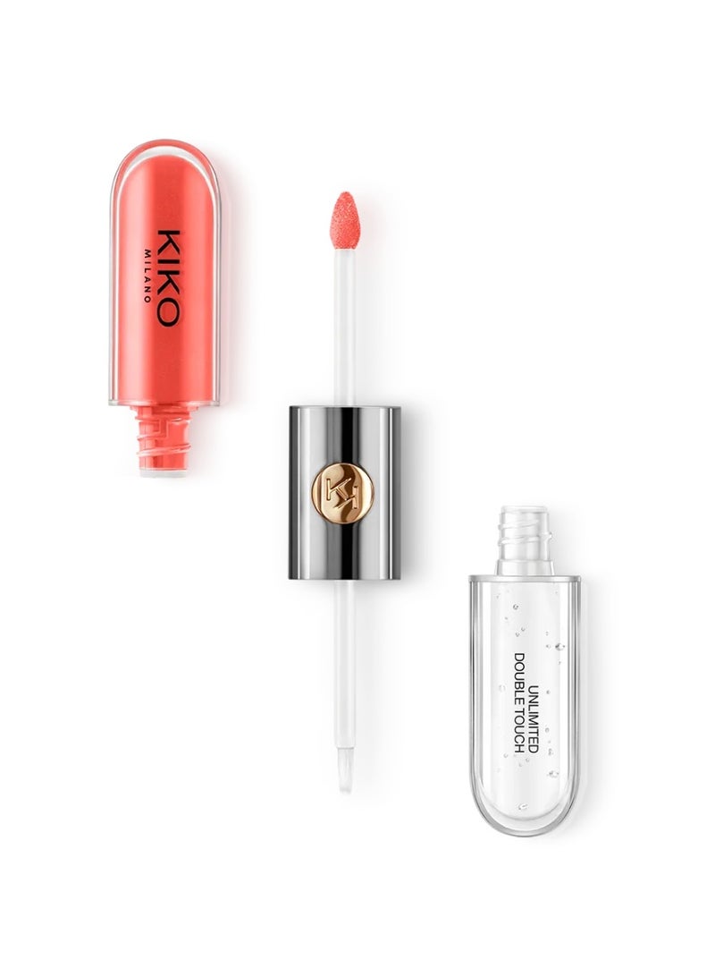 KIKO Milano Unlimited Double Touch 114 Orange Red Dual-Ended Liquid Lipstick and Clear Gloss, Up to 16H Wear, Transfer-Proof and Water-Resistant, 6 ml - Image 1