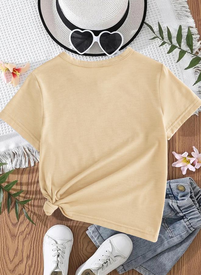 Take Two Girls Beige Emoji Graphic T-Shirt - Image 3
