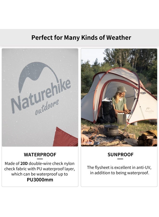 Naturehike Hiby One Big Bedroom Camping Tent | 2-3 Person Ultralight Tent | Spacious, Waterproof & Portable | Grey + Red - Image 5