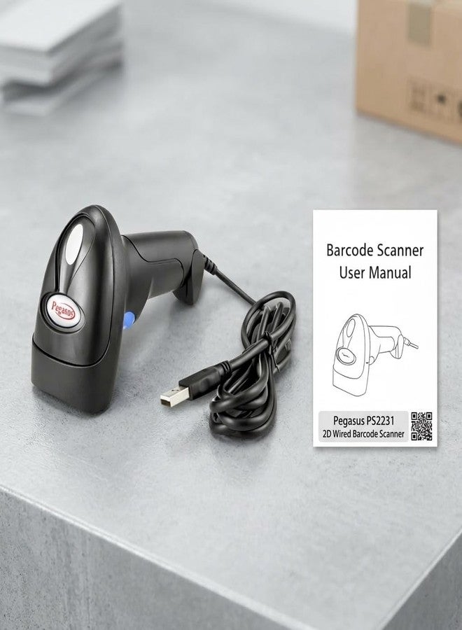 Pegasus PS2231 2D Barcode Scanner (QR Code Scanner) | Wired USB Handheld Barcode Reader for Fast, High-Speed Scanning | BIS Certified | Ideal for POS, Supermarkets, Billing & Shops | 2-Year Warranty - Image 4