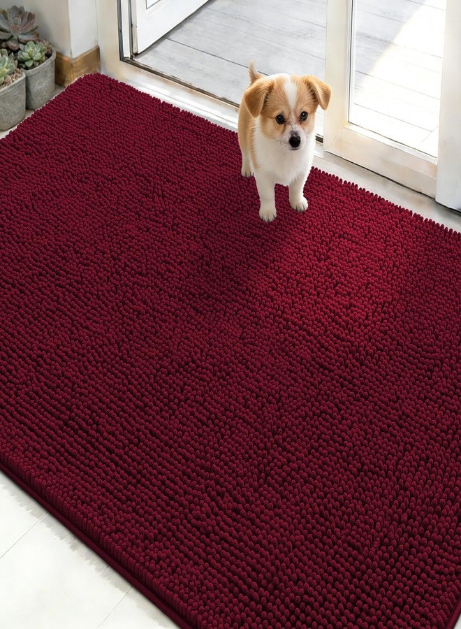OLANLY Dog Door Mat for Muddy Paws, Absorbs Moisture and Dirt, Absorbent Non-Slip Washable Mat, Quick Dry Microfiber, Mud Mat for Dogs, Entry Indoor Door Mat for Inside Floor(48x30 Inches, Burgundy) - Image 1