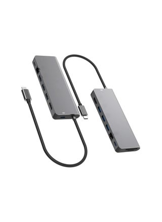 9 in 1 USB Type C Hub Multiport Adapter with 4K HDMI, 60W PD, Data Transfer, SD/TF Card Reader, USB A Ports & RJ45 LAN for Laptops and Type C Devices - pzsku/ZE3B25ACBFE10A6314872Z/45/1750839094/97149df9-b785-4380-aff2-8ea1baddf327
