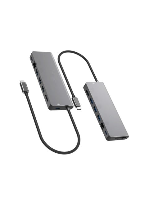 9 in 1 USB Type C Hub Multiport Adapter with 4K HDMI, 60W PD, Data Transfer, SD/TF Card Reader, USB A Ports & RJ45 LAN for Laptops and Type C Devices