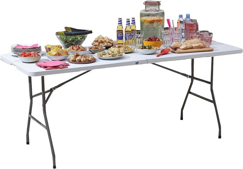 Neo Folding Table Portable Fold Up Tables Camping Garden Party BBQ Dinner Buffet Picnic (6 Foot) - Image 1