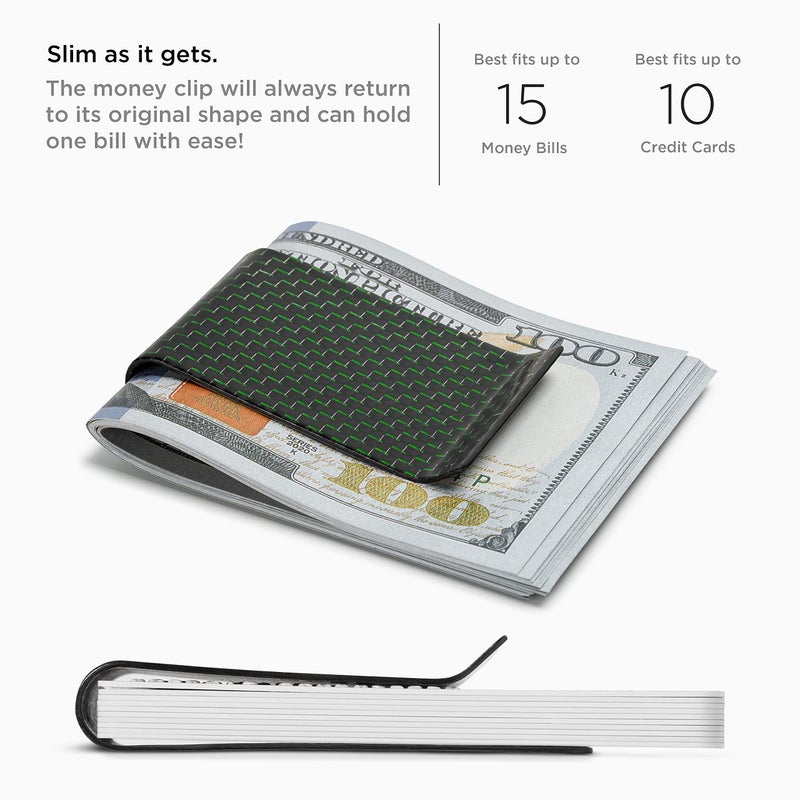 SERMAN BRANDS Carbon Fiber Money Clip for Men â€“ Slim RFID Money Clip Wallet, Minimalist Front Pocket EDC Wallet Cash Holder & Credit Card Holder -100% Real Carbon Fiber Wallet - Image 4