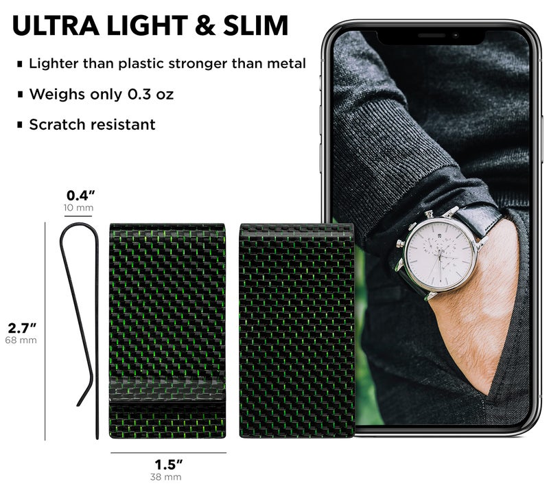 SERMAN BRANDS Carbon Fiber Money Clip for Men â€“ Slim RFID Money Clip Wallet, Minimalist Front Pocket EDC Wallet Cash Holder & Credit Card Holder -100% Real Carbon Fiber Wallet - Image 5