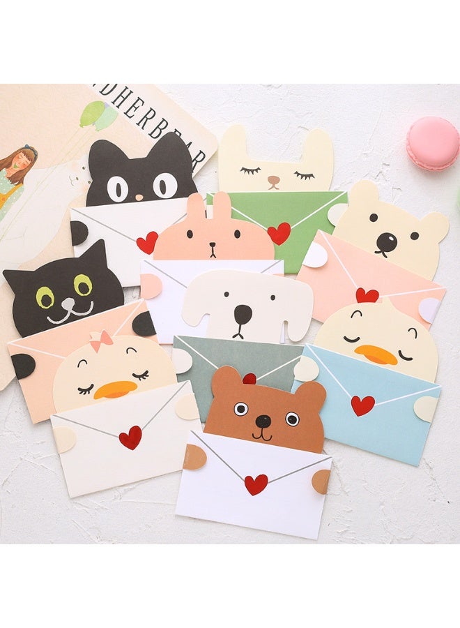 9pcs Cute Cartoon Greeting Message Cards – Assorted Designs with Envelopes for Birthdays, Notes & Gift Tags - Image 1
