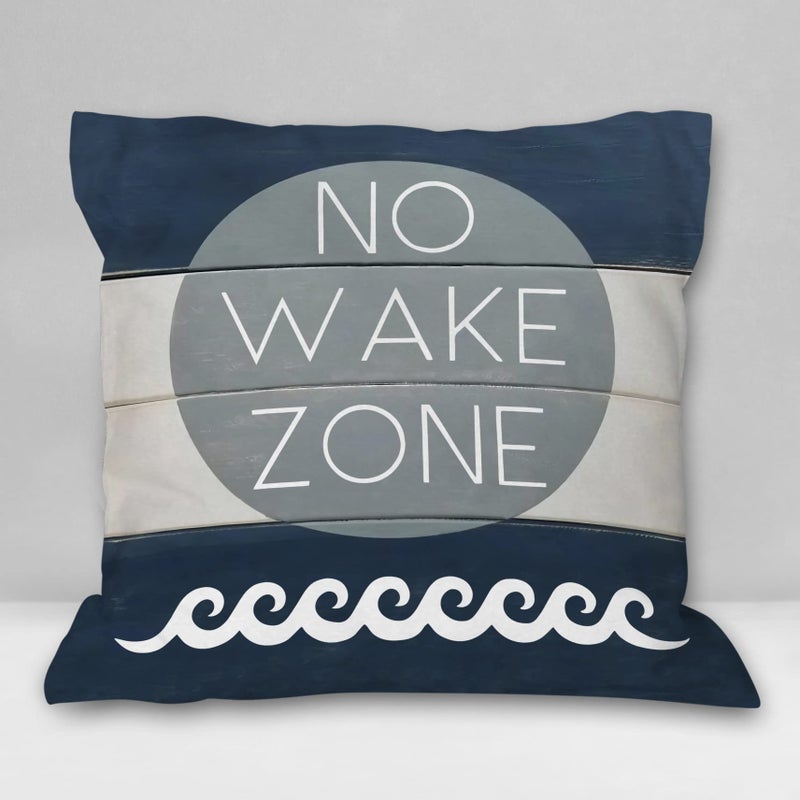 Burosev No Wake Zone Nursery Soft Throw Pillow Cover Coastal Lake Quote Decorative Pillowcase Nautical Nursery Lake House Decor Decorations for Home Bedroom Couch Sofa Baby Room18x 18 Inch