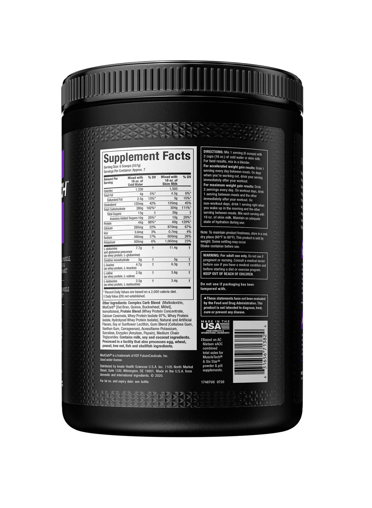 100% Mass Gainer Vanilla Milkshake 5.15 Lbs., 2.33 Kg