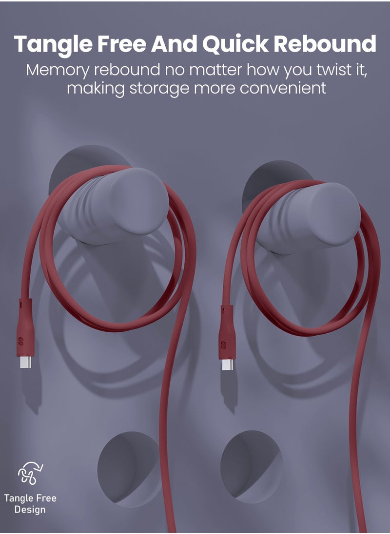 Moxedo Moxedo CavoX Pro USB-C to USB-C Silicone Cable 60W PD Fast Charge and Data Sync Compatible for iPhone15/ MacBook Pro 2020, iPad Pro 2020, iPad Air 4, Samsung Galaxy S23+/S23 Ultra (Maroon, 1.2m)  - Image 5