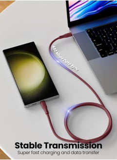 Moxedo Moxedo CavoX Pro USB-C to USB-C Silicone Cable 60W PD Fast Charge and Data Sync Compatible for iPhone15/ MacBook Pro 2020, iPad Pro 2020, iPad Air 4, Samsung Galaxy S23+/S23 Ultra (Maroon, 1.2m)  - Image 2
