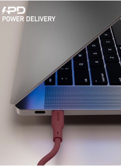Moxedo Moxedo CavoX Pro USB-C to USB-C Silicone Cable 60W PD Fast Charge and Data Sync Compatible for iPhone15/ MacBook Pro 2020, iPad Pro 2020, iPad Air 4, Samsung Galaxy S23+/S23 Ultra (Maroon, 1.2m)  - Image 4