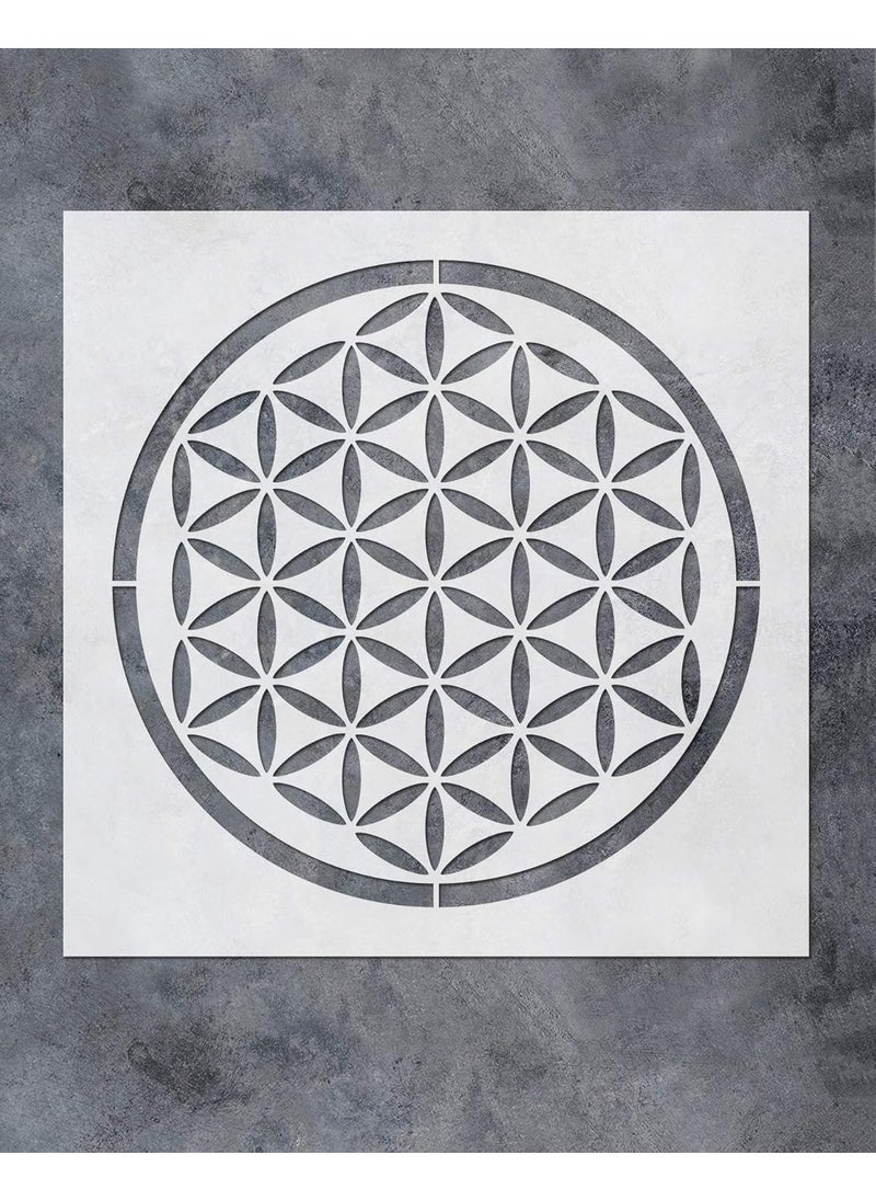 G GSS Designs GSS Designs Flower of Life Stencil for Crystal Grid Art Painting (12x12 Inch) - Mandala Flower of Life Reusable Stencils - Laser Cut Painting Stencil for Floor Wall Tile Fabric Wood Decor(SL-064)  - Image 1