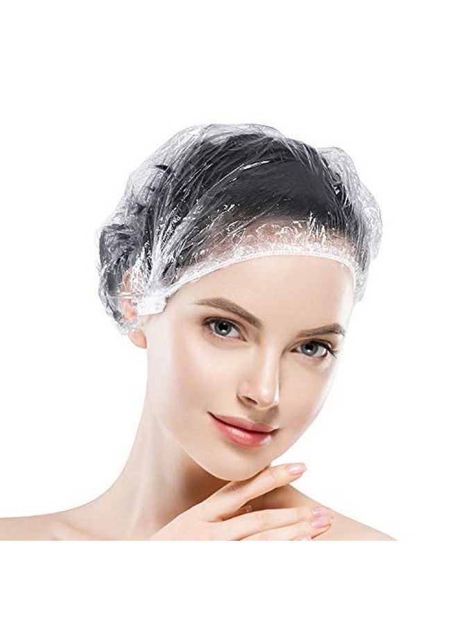 VEGOLS 100Pcs Disposable Shower Caps For Women Individually Wrapped Thickening Elastic Clear Plastic Bath Caps Portable Waterproof Hair Cap For Travel Spa Home Use Hotel And Hair Salon Clear  - Image 1