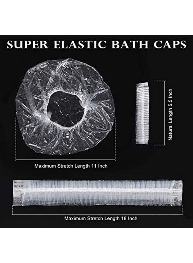 VEGOLS 100Pcs Disposable Shower Caps For Women Individually Wrapped Thickening Elastic Clear Plastic Bath Caps Portable Waterproof Hair Cap For Travel Spa Home Use Hotel And Hair Salon Clear  - Image 4