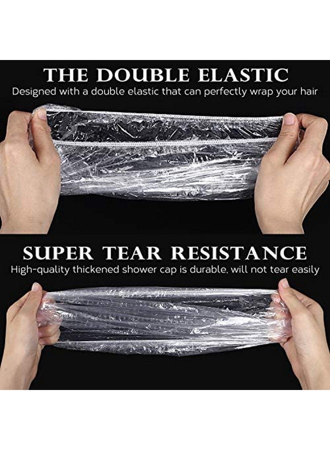 VEGOLS 100Pcs Disposable Shower Caps For Women Individually Wrapped Thickening Elastic Clear Plastic Bath Caps Portable Waterproof Hair Cap For Travel Spa Home Use Hotel And Hair Salon Clear  - Image 5