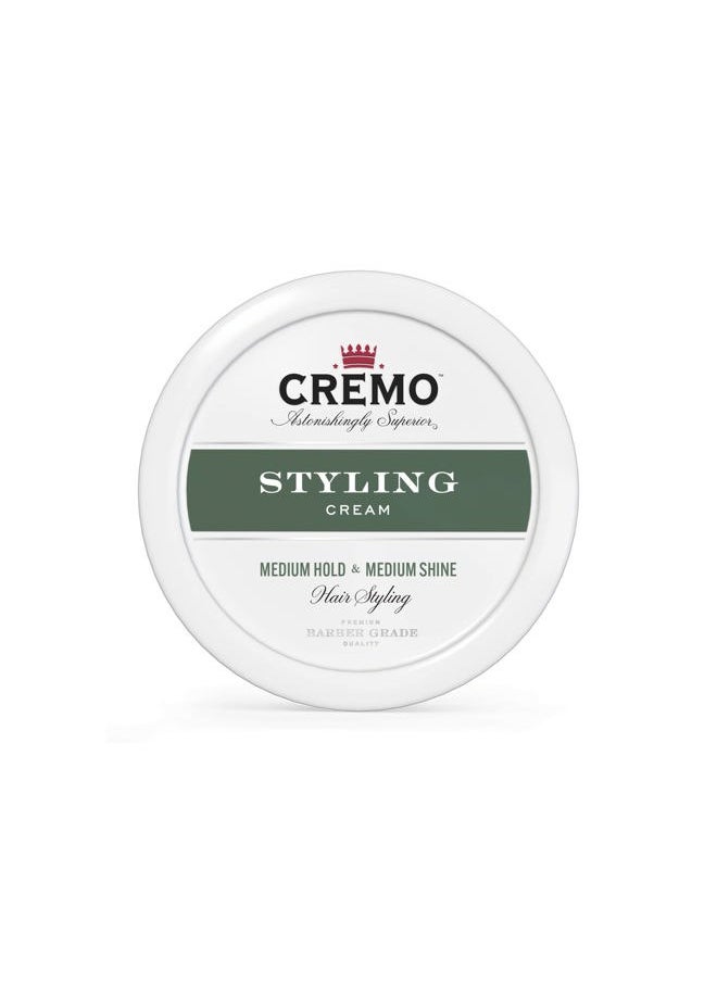 cremo Hair Styling Cream, Barber Grade, Medium Hold, Medium Shine Hair Products, 4 Oz  - Image 1