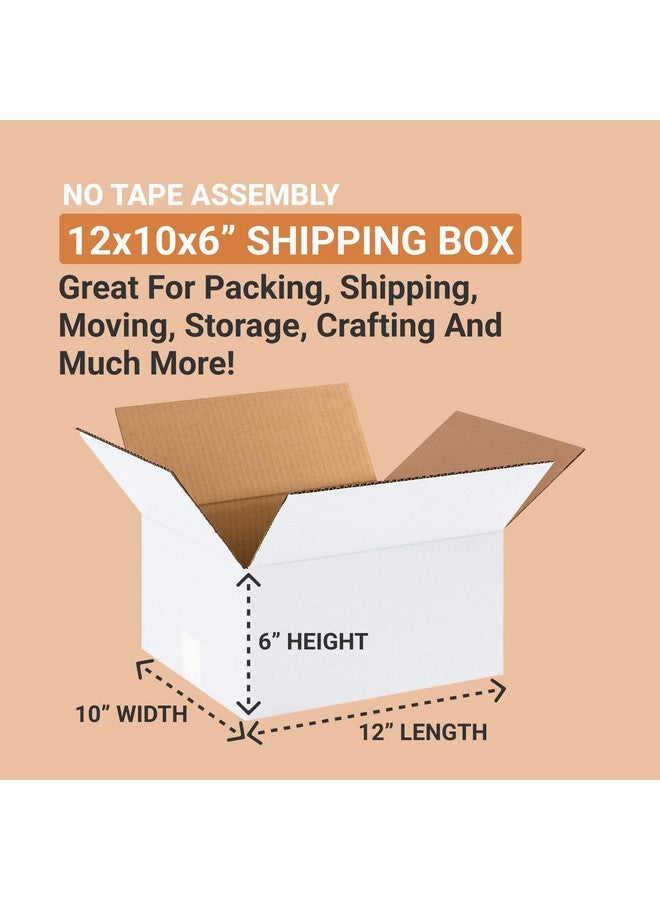 أفيديتي صناديق شحن بيضاء مقاس 12 طولًا × 10 عرضًا × 6 ارتفاعًا (25 حزمة) صندوق بريد صغير متوسط الحجم لتغليف الأعمال الصغيرة والهدايا والتخزين - Image 2