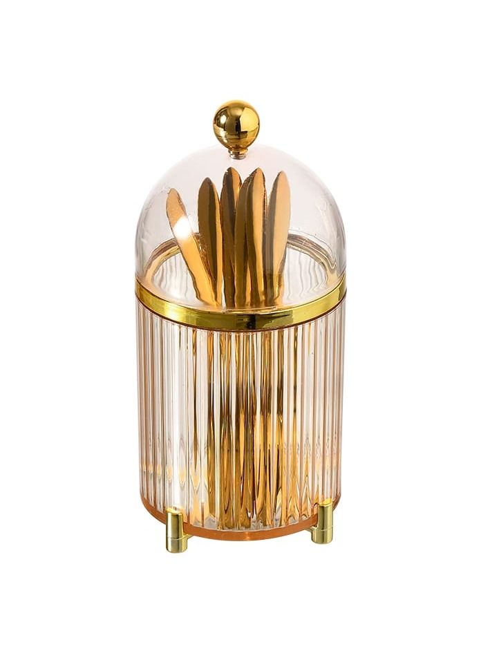 DARIYAH 10 pcs Stainless Steel Luxury Gold Plated Cake Dessert Fruit Snack Two Tooth Chip Fork with Storage Box - Image 3