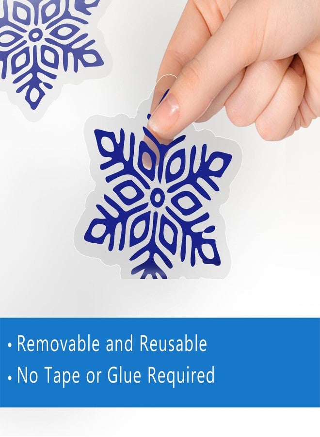 Mfault Winter Wonderland Window Clings, Blue Reindeer Pine Tree Snowflake Stickers Decals Decorations, Christmas Seasonal Home Living Room Kitchen Decor - Image 4