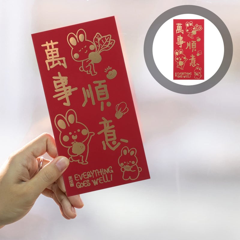 2023 Chinese Red Envelopes 6Pcs Lunar New Year Rabbit Hong Bao for Wedding Spring Festival - Image 3