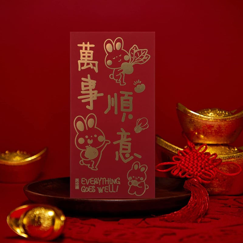 2023 Chinese Red Envelopes 6Pcs Lunar New Year Rabbit Hong Bao for Wedding Spring Festival - Image 4