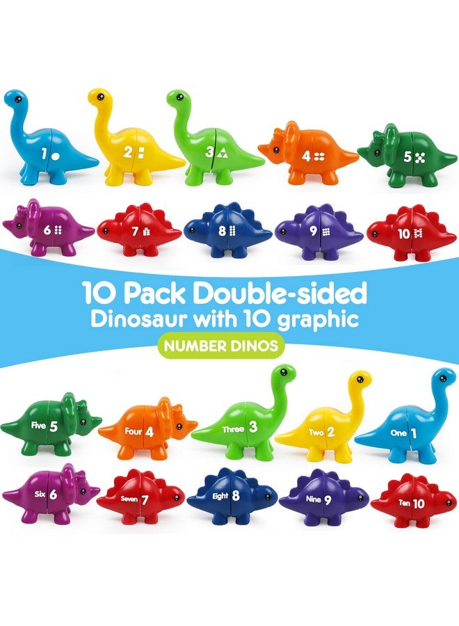 USATDD Numbers Matching Dinosaur Toy 1-10 Counting Sorting Game Double-Sided Dino Fine Motor Toys Number Recognition Learning Toy, Stocking Stuffers For For Kids Boys Girls - Image 4