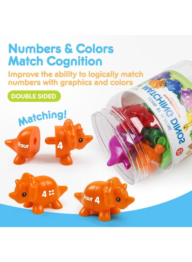 USATDD Numbers Matching Dinosaur Toy 1-10 Counting Sorting Game Double-Sided Dino Fine Motor Toys Number Recognition Learning Toy, Stocking Stuffers For For Kids Boys Girls - Image 3