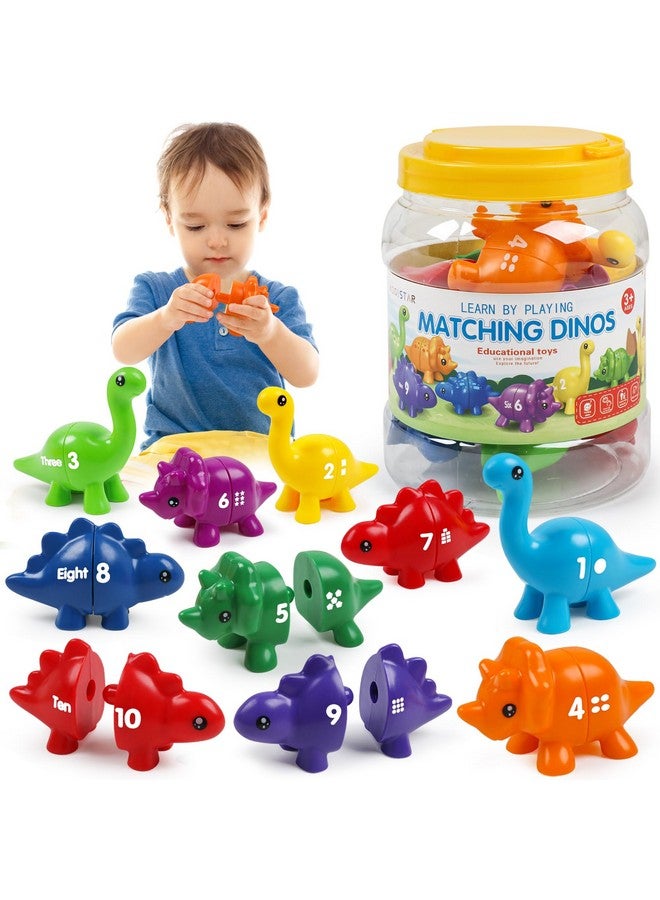 USATDD Numbers Matching Dinosaur Toy 1-10 Counting Sorting Game Double-Sided Dino Fine Motor Toys Number Recognition Learning Toy, Stocking Stuffers For For Kids Boys Girls - Image 1