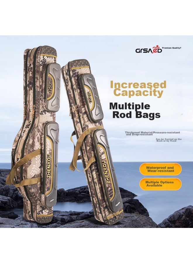 Grsaed Fishing Tackle Bag, Thickened Large Capacity Rod Bag, Multifunctional Storage Bag, Rod Bag, Fishing Bag, Waterproof Platform Fishing Rod Bag, Sea Rod And Hand Rod Bag, Double-layer 125cm, Xuan Lian Pattern - Image 2