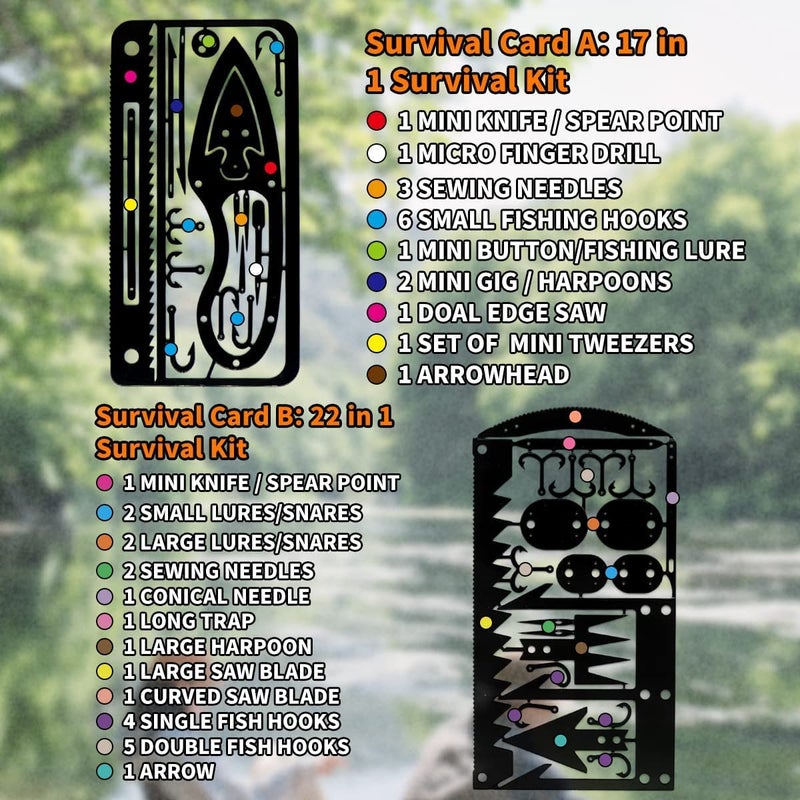 PSKOOK 12 Pcs Survival Multitool Card Emergency Camping Tool EDC Kit in Your Wallet Outdoor Hunting Fishing Hiking Gear - Image 2