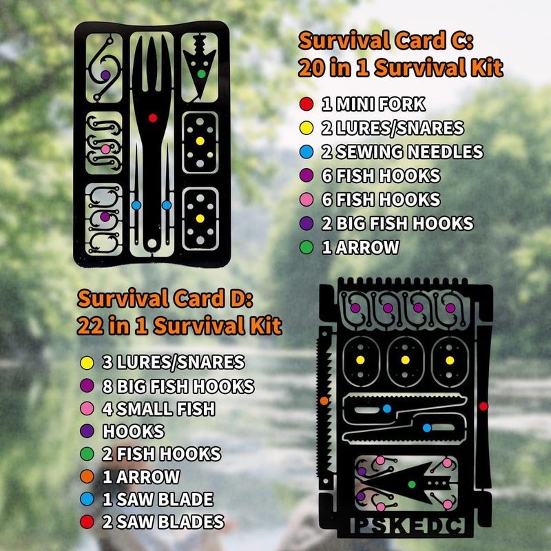 PSKOOK 12 Pcs Survival Multitool Card Emergency Camping Tool EDC Kit in Your Wallet Outdoor Hunting Fishing Hiking Gear - Image 3
