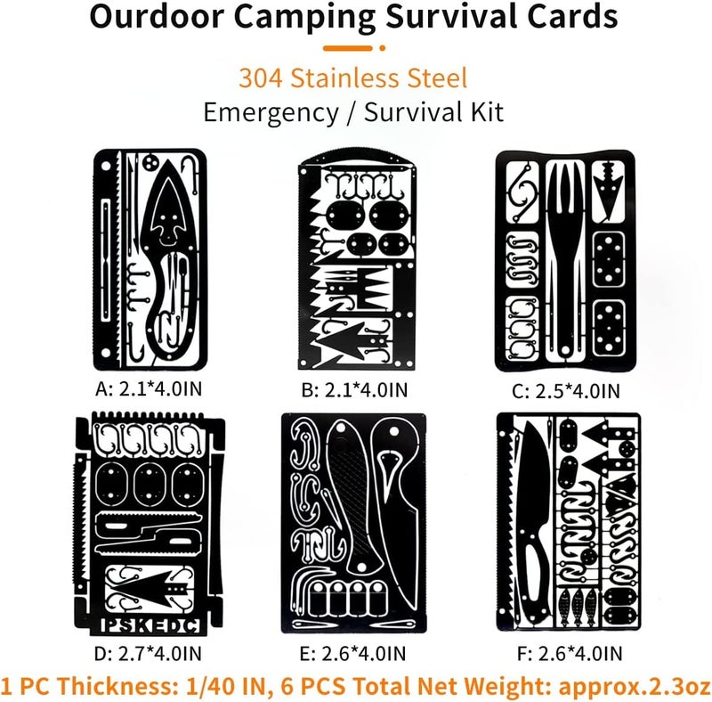 PSKOOK 12 Pcs Survival Multitool Card Emergency Camping Tool EDC Kit in Your Wallet Outdoor Hunting Fishing Hiking Gear - Image 5