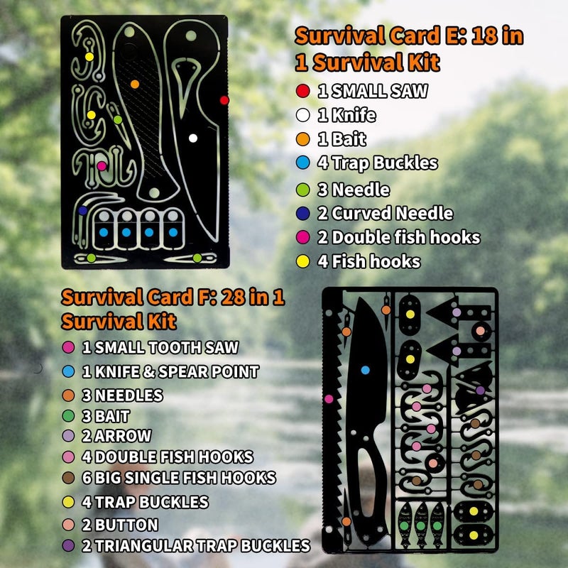 PSKOOK 12 Pcs Survival Multitool Card Emergency Camping Tool EDC Kit in Your Wallet Outdoor Hunting Fishing Hiking Gear - Image 4