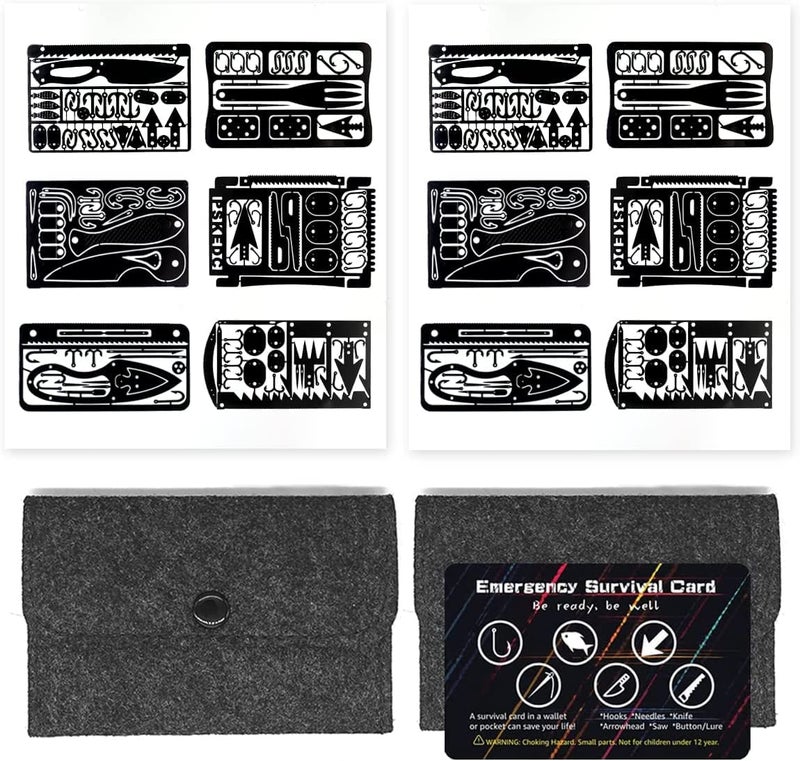 PSKOOK 12 Pcs Survival Multitool Card Emergency Camping Tool EDC Kit in Your Wallet Outdoor Hunting Fishing Hiking Gear - Image 1