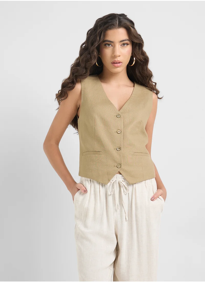 اونلي Button Detail Waistcoat