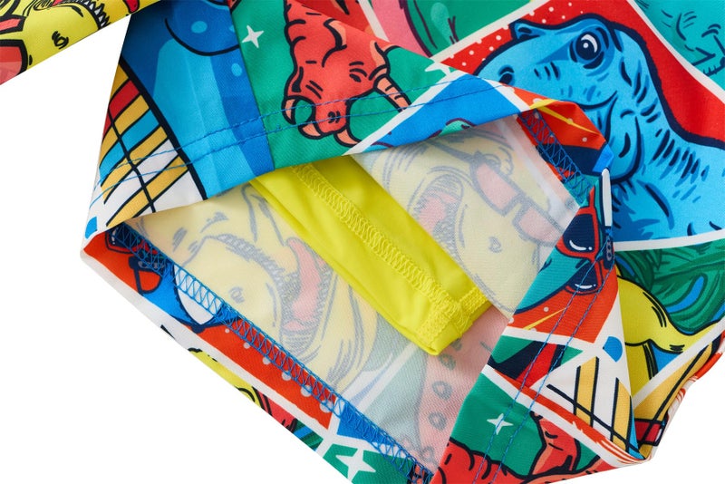 UMELOK Boys Swim Trunks Swimsuit Compression Liner Stretch Swim Shorts Boxer Brief 2 in 1 Quick Dry Swimming Trunks Beach Shorts Rainbow Dinosaur 7 - Image 5