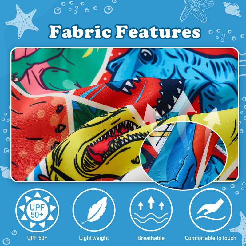 UMELOK Boys Swim Trunks Swimsuit Compression Liner Stretch Swim Shorts Boxer Brief 2 in 1 Quick Dry Swimming Trunks Beach Shorts Rainbow Dinosaur 7 - Image 4