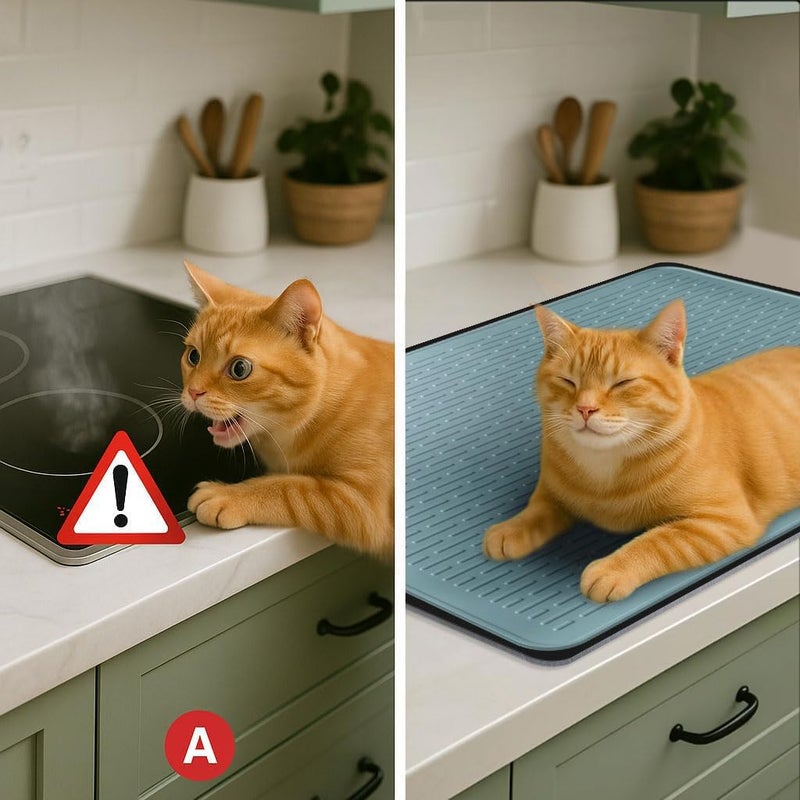 Abalter Stove Top Cover for Electric Stove - Food Grade Ceramic Stove top Cover, Silicone XXL Dish Drying Mat, Glass Cooktop Covers, Flat RV Range top Mats (Blue,28x20) - Image 5